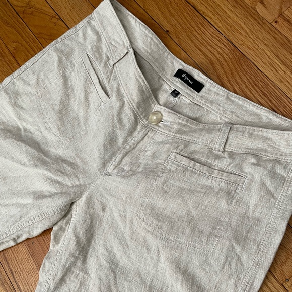 ♻️Linen Oatmeal Flare Wide Trousers Fresh Fabric Casual Dress Work Beach Summer - Picture 2 of 6